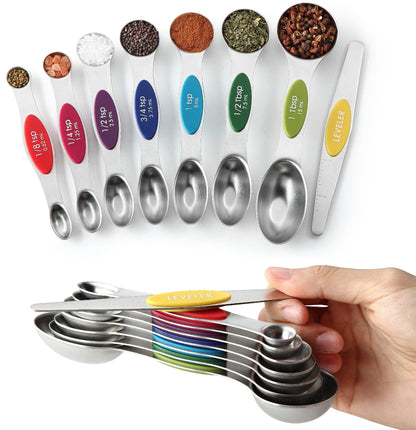 Spring Chef Stainless Steel 8 Magnetic Measuring Spoons Set, Desert Sunset