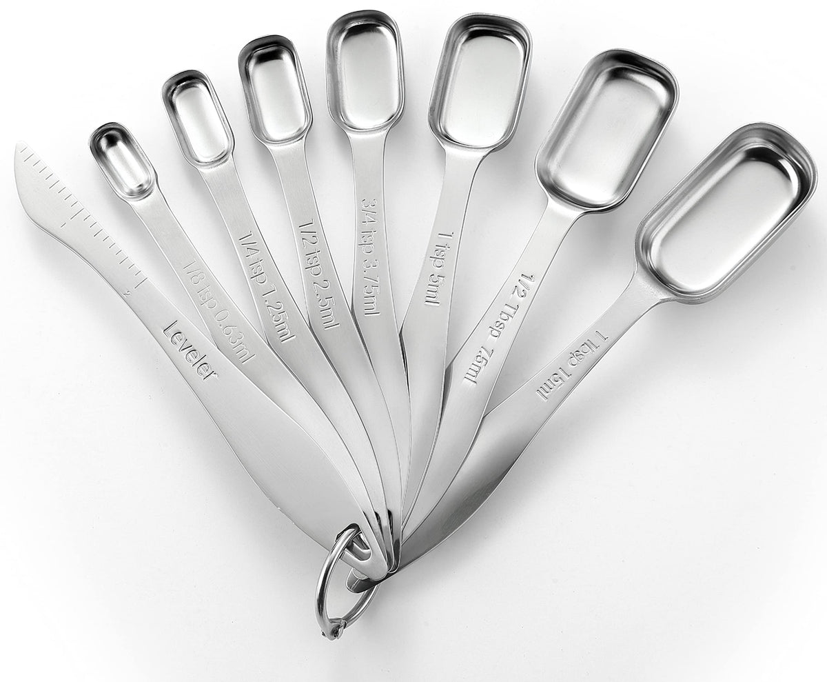 Spring Chef Stainless Steel Measuring Spoons Set of 8 with Leveler