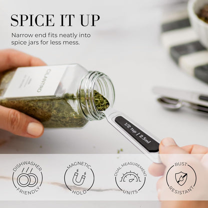 Styled Settings Stainless Steel Magnetic Measuring Spoons Set, 8-Piece