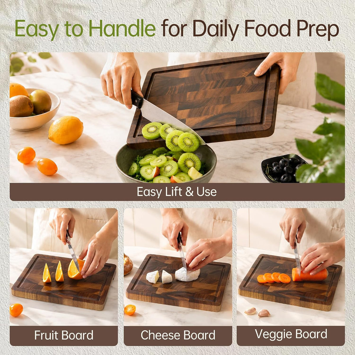 Small Wooden Cutting Board, Mini Walnut Cutting Board for Kitchen