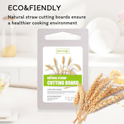 Cutting Board for Kitchen, Wheat Straw Fiber Cutting Board, Dish Washer Safe, w/Juice Grooves for Meat, Veggies, Easy Grip Handle, Non-slip Surface Eco-friendly Serveware Accessories （10‘x6.3’）