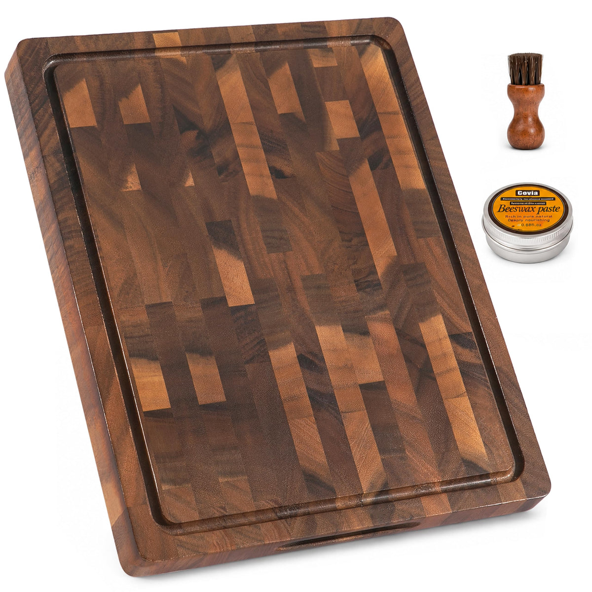 THETCHRY Walnut Wood Cutting Board Set, End Grain Cutting Board for Kitchen