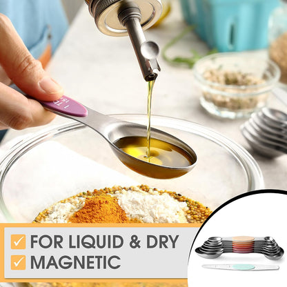 Spring Chef Stainless Steel 8 Magnetic Measuring Spoons Set, Desert Sunset