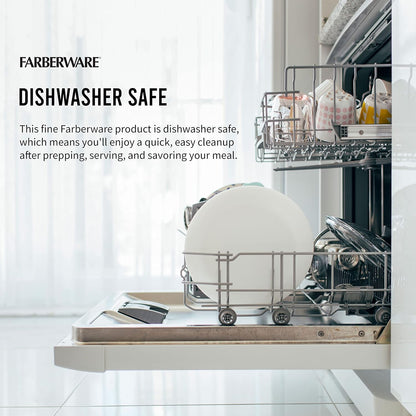 FARBERWARE Large Cutting Board, Dishwasher- Safe Plastic Chopping Board for Kitchen with Easy Grip Handle, 11in by 14in, White