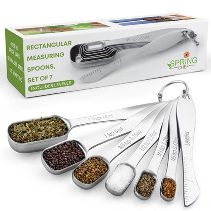 Spring Chef Stainless Steel Measuring Spoons Set of 8 with Leveler