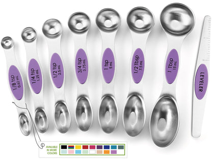 Spring Chef Magnetic Measuring Spoons Set of 8 for Kitchen, Multicolor