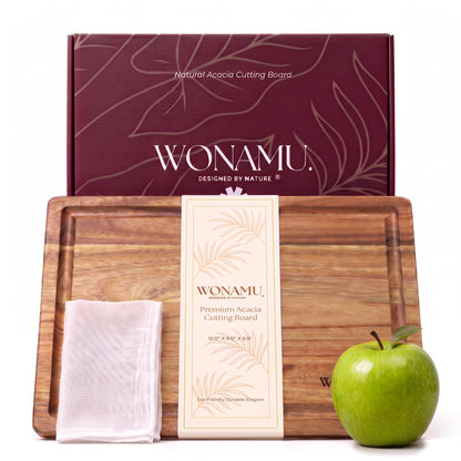 WONAMU Small Bamboo Cutting Board Non Toxic Lightweight & Durable, Gift Set