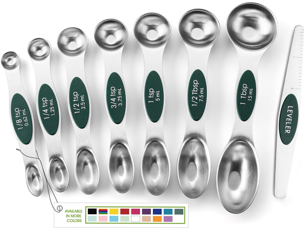 Spring Chef Stainless Steel Magnetic Measuring Spoons Set of 8, Pastel