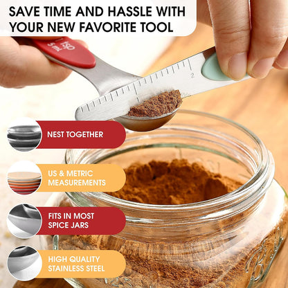Spring Chef Stainless Steel 8 Magnetic Measuring Spoons Set, Desert Sunset