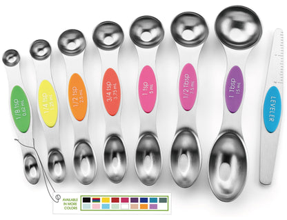 Spring Chef Stainless Steel Magnetic Measuring Spoons Set of 8, Pastel