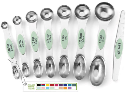 Spring Chef Stainless Steel Magnetic Measuring Spoons Set of 8, Black