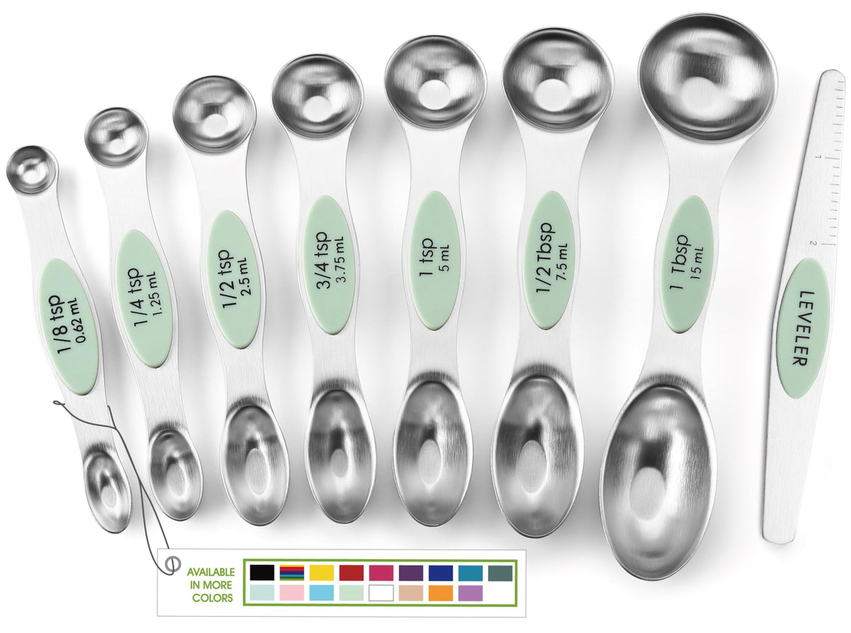 Spring Chef Stainless Steel Magnetic Measuring Spoons Set of 8, Pastel