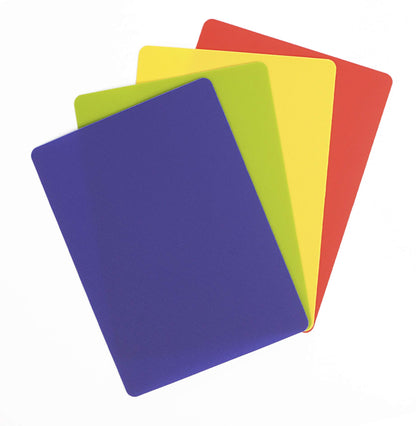 Dexas Heavy Duty Cutting Board Grippmat, Flexible Cutting Boards for Kitchen, Set of 4, Non Slip Plastic Board Cutting Mat Small Size 5.5 x 8, Blue, Green, Yellow, Red Set, Kitchen Gadgets