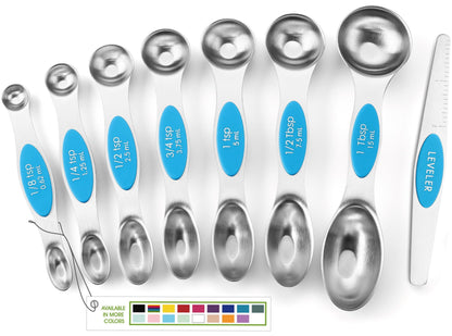 Spring Chef Stainless Steel Magnetic Measuring Spoons Set of 8, Black