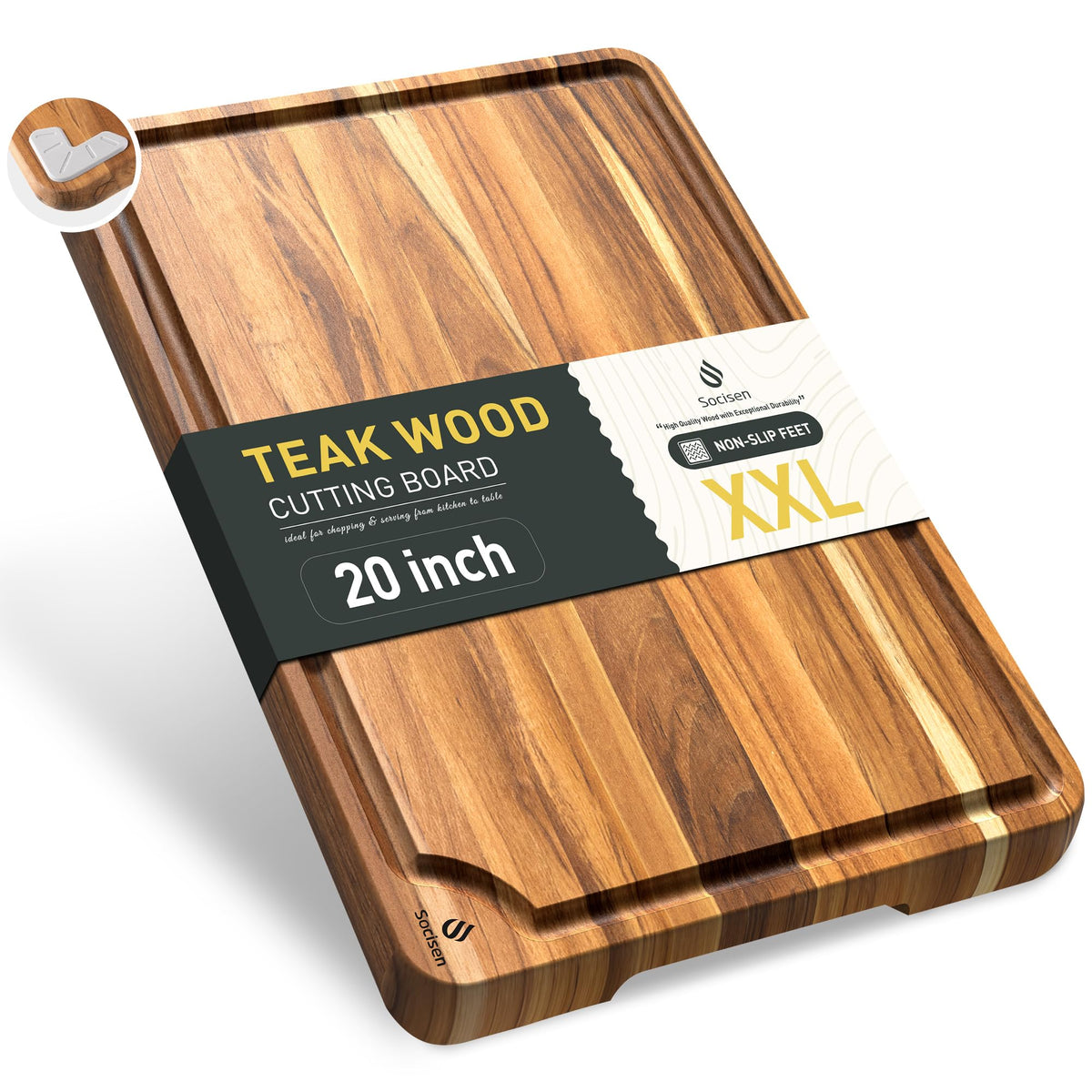 3 Pack Teak Cutting Boards for Kitchen Wood Wooden Cutting Boards Non Toxic