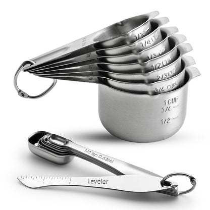 Spring Chef Nesting Stainless Steel Measuring Spoons Set of 7 with Leveler