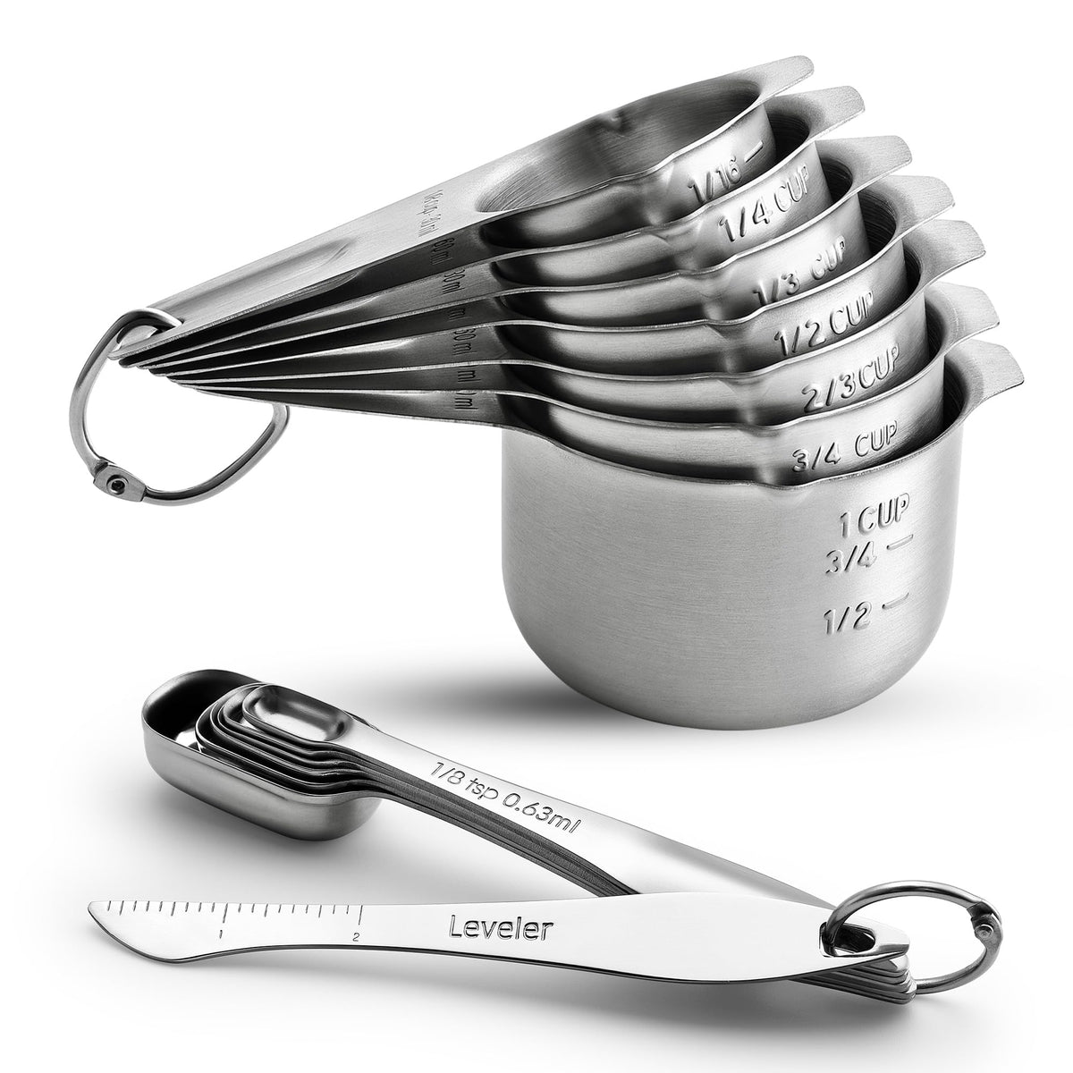 Spring Chef Stackable Stainless Steel Measuring Spoons Set of 6 w/Leveler
