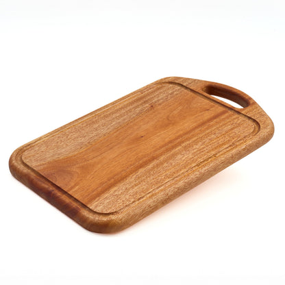 VieWood Acacia Wood Cutting Board with Handle, 13x8 Inch Wooden Board for Kitchen, Serving, Charcuterie and Cheese, Juice Groove, Knife Friendly