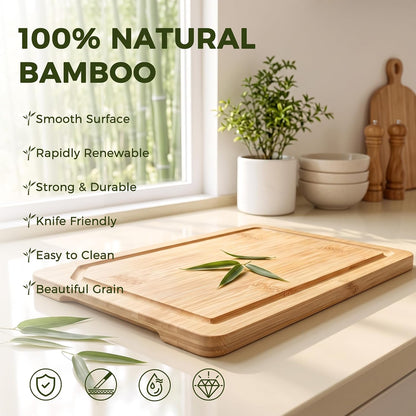 Kikcoin 9"×6" Small Bamboo Cutting Board with Handle, Natural