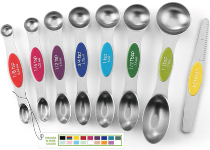 Spring Chef Stainless Steel Magnetic Measuring Spoons Set of 8, Black