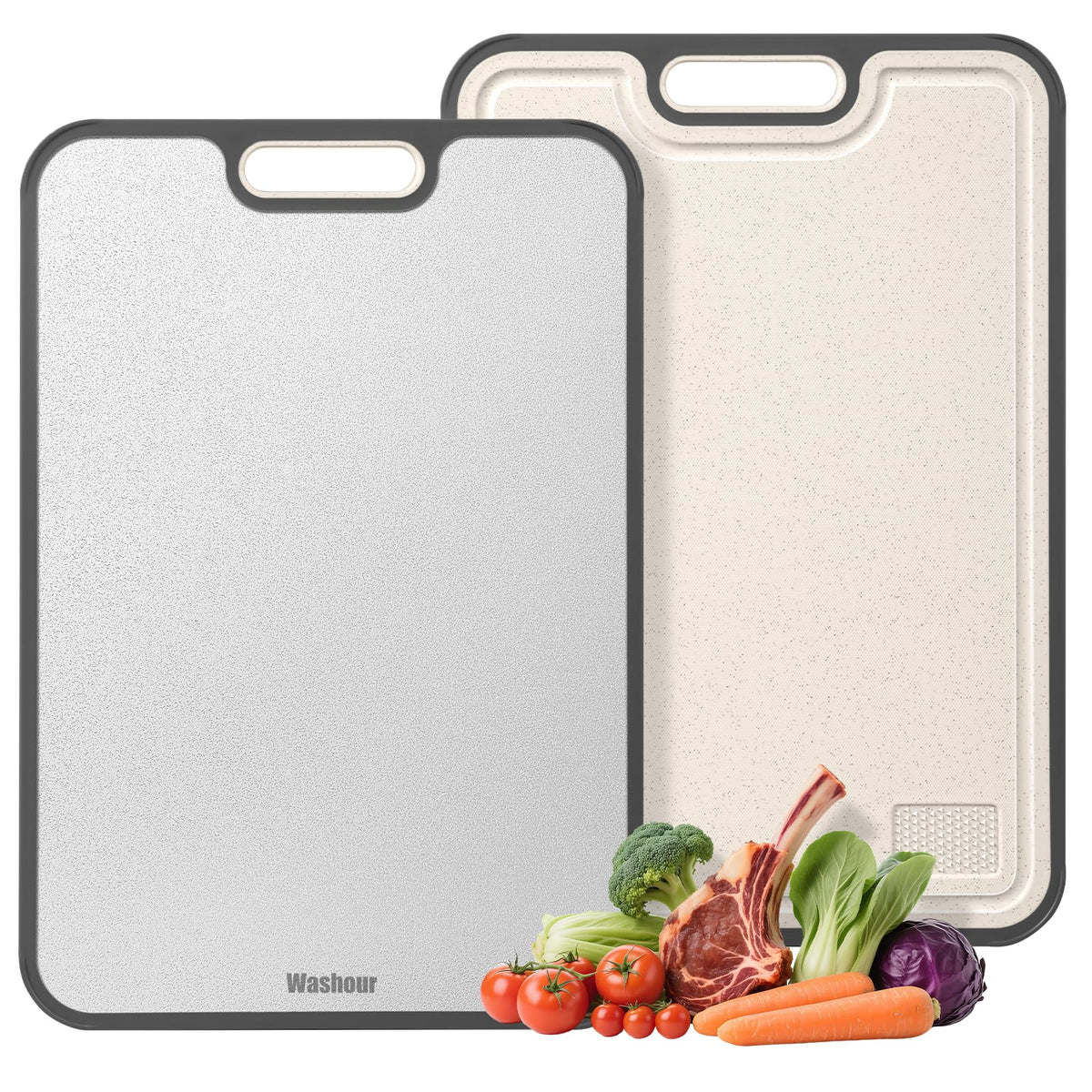 Non Toxic Titanium Cutting Board for Kitchen, Food Grade Titanium Cutting Boards 2 in 1 Double Sides, Non Slip Cutting Mat 15" x 10"