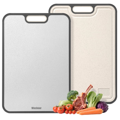 Non Toxic Titanium Cutting Board for Kitchen, Food Grade Titanium Cutting Boards 2 in 1 Double Sides, Non Slip Cutting Mat 15" x 10"