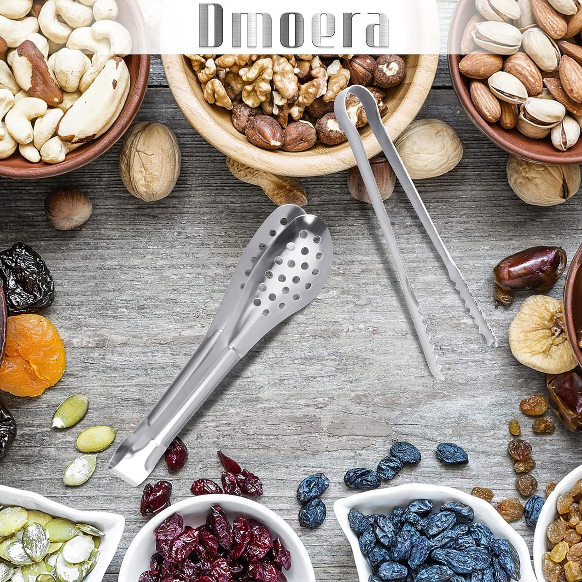 12 Pack Premium Small Serving Tongs, Dmoera Mini Stainless Steel Appetizer Tongs, 5Inch,5.2Inch(12.7cm)