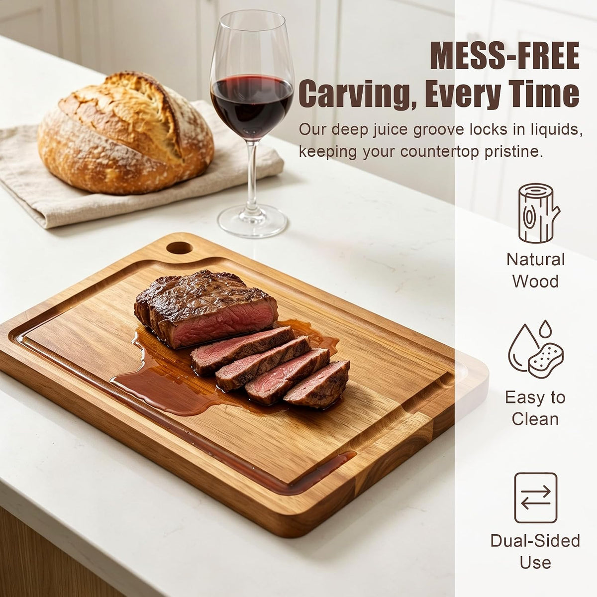 Acacia Wood Small Cutting Board for Kitchen 10x7'' Mini Chopping Bar Board