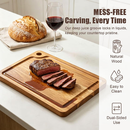 Acacia Wood Small Cutting Board for Kitchen 10x7'' Mini Chopping Bar Board
