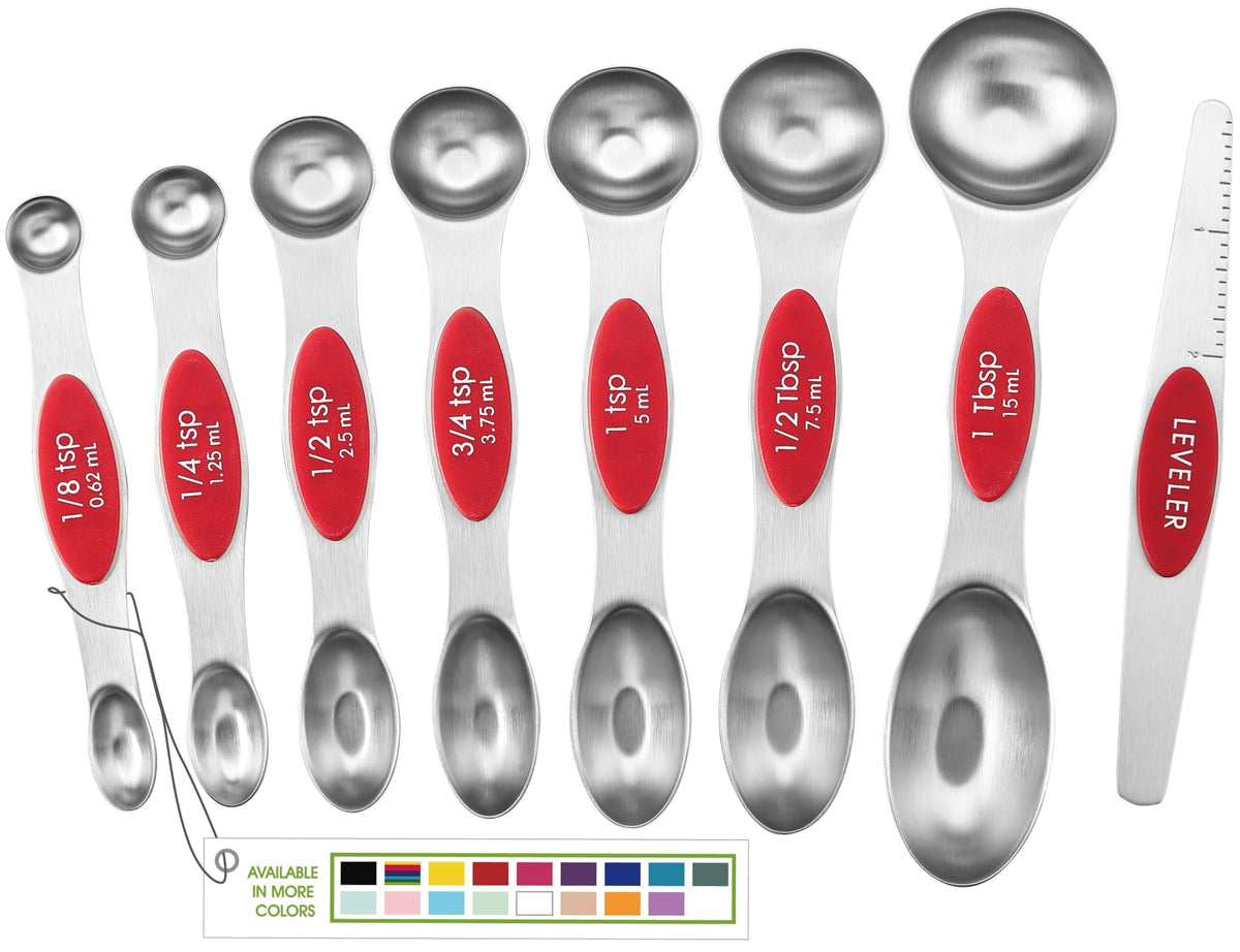Spring Chef Stainless Steel Magnetic Measuring Spoons Set of 8, Black
