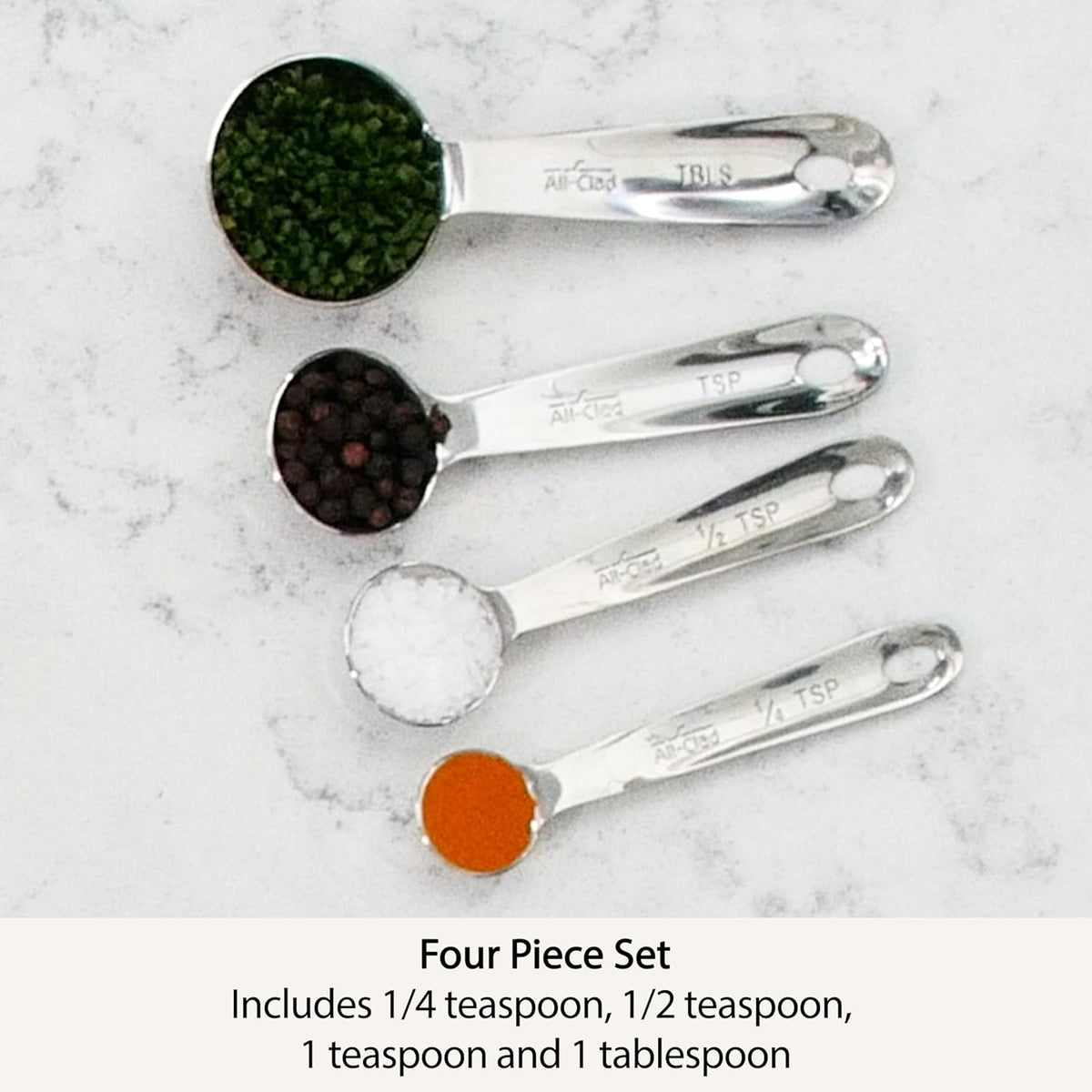 All-Clad Stainless Steel 4-Piece Measuring Spoon Set, Kitchen Tools