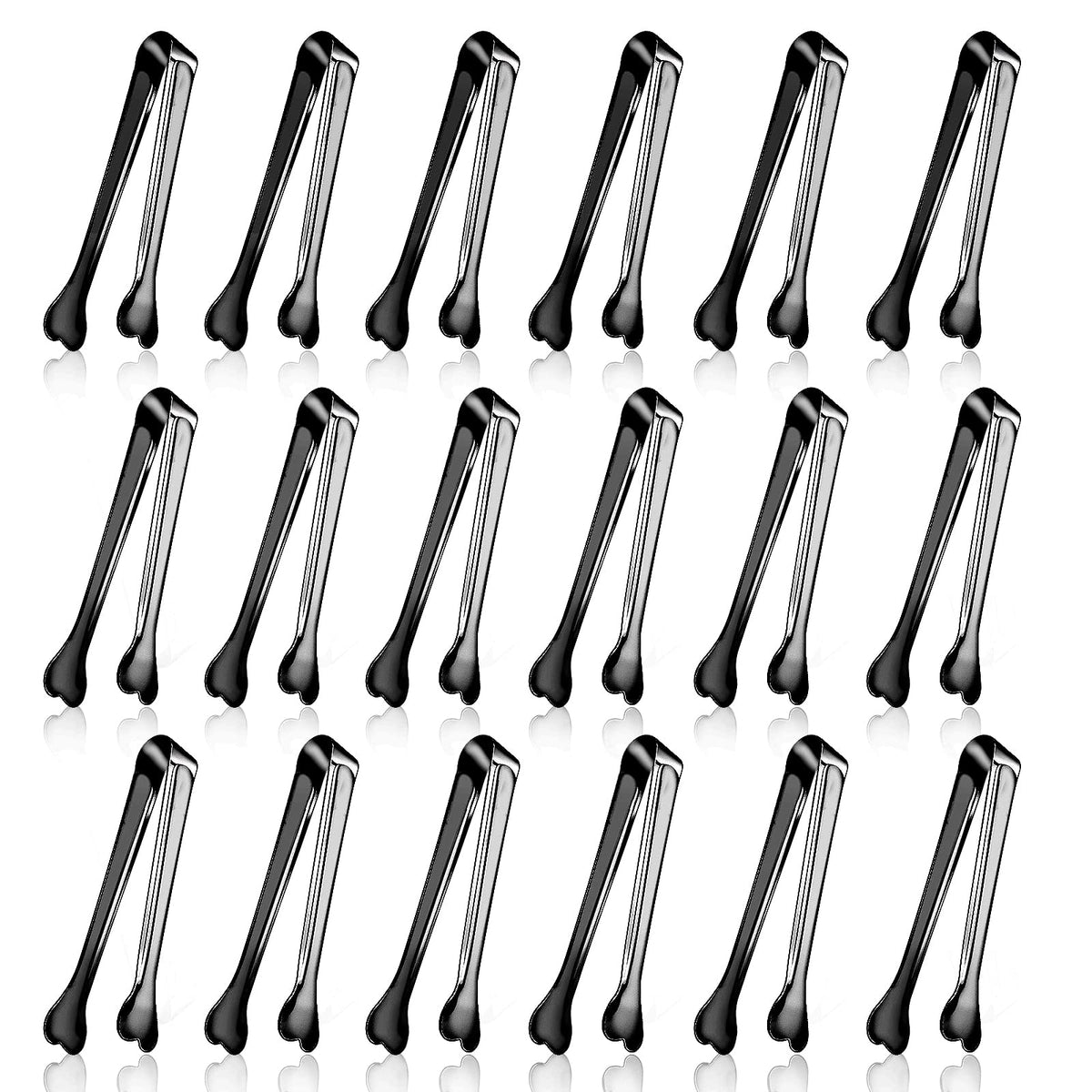 Dmoera 18 Pack Premium Small Serving Tongs, Mini Stainless Steel Appetizer Tongs 4.33Inch Silver