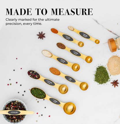 Styled Settings Magnetic Measuring Spoons Set, Gold