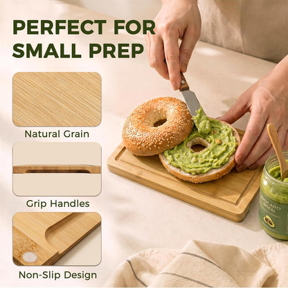 Kikcoin 9"×6" Small Bamboo Cutting Board with Handle, Natural