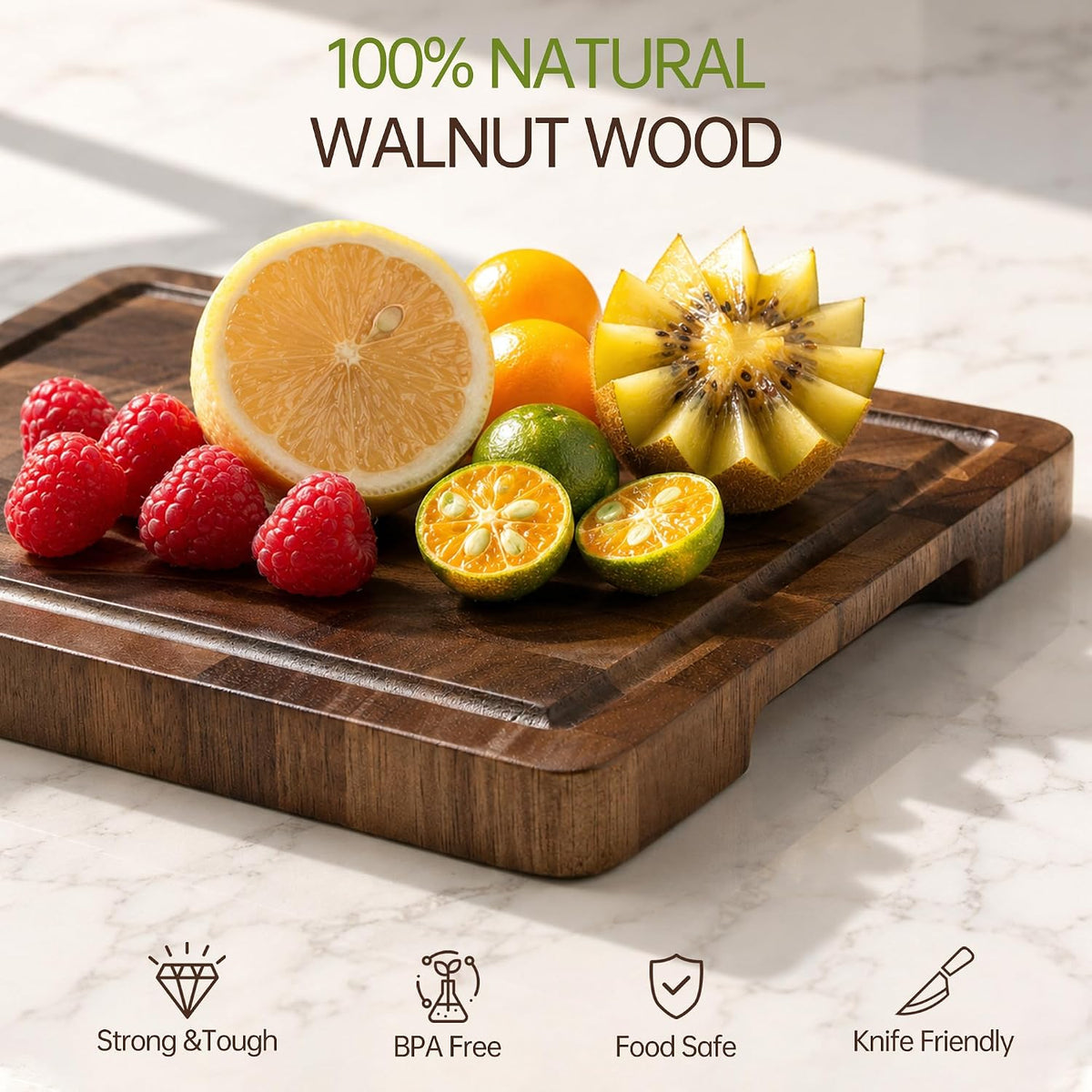 Small Wooden Cutting Board, Mini Walnut Cutting Board for Kitchen