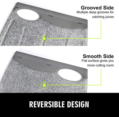 Small Plastic Cutting Board Set of 2 with Multiple Juice Grooves, 9.8" x 7"