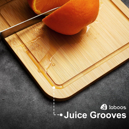 2-Pack Small Bamboo Cutting Boards with Juice Groove | 7x7 Inch Mini Chopping Boards for Fruit, Cheese, Baby Food, Dorm & Travel | Lightweight & Compact Square Wood Board Set