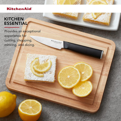 KitchenAid Classic Rubberwood Cutting Board with Perimeter Trench, Reversible Chopping Board, 8-inch x 10-Inch, Natural