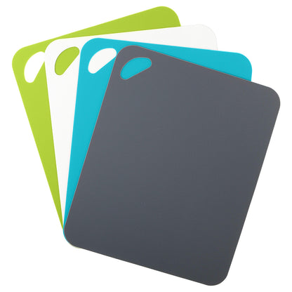 Dexas Heavy Duty Cutting Board Grippmat, Flexible Cutting Boards for Kitchen, Set of 4, Non Slip Plastic Board Cutting Mat Small Size 5.5 x 8, Blue, Green, Yellow, Red Set, Kitchen Gadgets